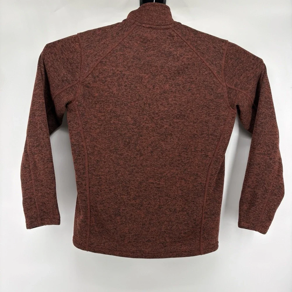 Eddie Bauer Fleece Mens M Quarter Zip Pullover Orange Sweater Sweatshirt Heather
